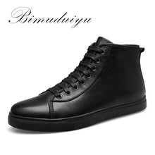 BIMUDUIYU Autumn Winter Handmade Genuine leather Men Boots Warm Fur Plus Size Winter Shoes Lace Up  Ankle Boots For Russian