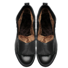 BIMUDUIYU Autumn Winter Handmade Genuine leather Men Boots Warm Fur Plus Size Winter Shoes Lace Up  Ankle Boots For Russian