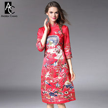 autumn winter runway designer womens dresses red lavender dark blue vintage dress flower animal embroidery high quality dress
