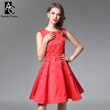 autumn winter runway designer womans dress black red high quality cocktail party event dress ball gown beading flower cute dress
