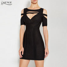 Adyce 2017 Women Summer Dresses Sexy Cut Out Short Sleeve Black Celebrity Mini Dress Vestidos Evening Party Dress Clubwear