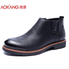 Aokang 2017 Winter men's boots genuine leather male shoes fashion black shoes ankel boots top quality shoes for men
