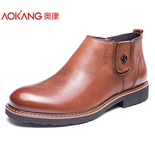 Aokang 2017 Winter men's boots genuine leather male shoes fashion black shoes ankel boots top quality shoes for men