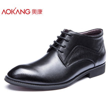 Aokang 2017 Winter men's boots genuine leather male shoes fashion black shoes lace up ankel boots top quality shoes for men