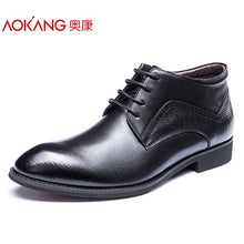 Aokang 2017 Winter men's boots genuine leather male shoes fashion black shoes lace up ankel boots top quality shoes for men