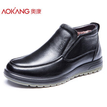 Aokang 2017 Winter men's boots genuin leather male shoes fashion black shoes Shoes lace up ankel top quality shoes for men