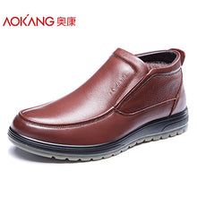 Aokang 2017 Winter men's boots genuin leather male shoes fashion black shoes Shoes lace up ankel top quality shoes for men