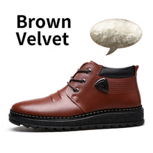 BIMUDUIYU Men Winter Shoes Warm Comfortable Leather Martin Snow Boots Waterproof Winter Boots Men's Artificial Plush Warm Boots
