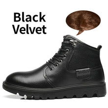 BIMUDUIYU New Men Winter Boots 100% Real Leather Shoes Handmade Super Warm Motorcycle Boots Waterproof Ankle Snow Boots For Men