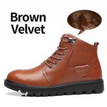 BIMUDUIYU New Men Winter Boots 100% Real Leather Shoes Handmade Super Warm Motorcycle Boots Waterproof Ankle Snow Boots For Men