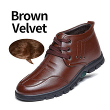 BIMUDUIYU High Quality Soft Leather Snow Boots Waterproof Rubber Sole Non-slip Warm Ankle Boots Lace Up Plush Men Winter Boots