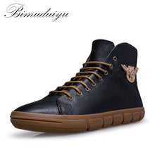 BIMUDUIYU Brand New Men Winter/Autumn Boots Warm Genuine Leather Waterproof Motorcycle Boots Snow Boots Winter Shoes Men