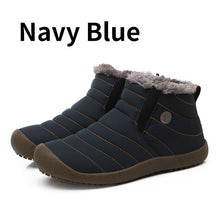 BIMUDUIYU Waterproof Mens Winter Boots Solid Color Fabric Slip-on Ankle Boots Keep Warm Furry Fashion Snow Boots Winter Shoes