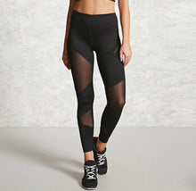Autumn New Fashion Women Fitness Mesh Patchwork Black Leggings Breathable Slim Elastic Legging for Female Pants Hot Sale B7N304A