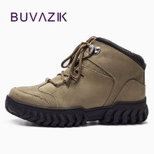 2017 winter men's cotton shoes casual high-help plus cashmere warm boots Genuine leather ankle motorcycle boots cowhide