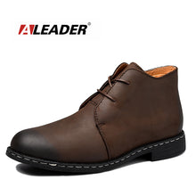 ALEADER Italian Stylish Handmade Mens Boots Classic Genuine Leather Shoes Fashion Men Outdoor Desert Boots Lace Up Cowboy Boots
