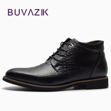 2018 genuine leather motorcycle boots crocodile grain fashion winter shoes warm and comfortable cashmere men ankle snow boots
