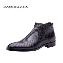 BASSIRIANA new fashion men shoes ankle boots  Brown black Full grain leather round toe Big siz 39-45 Free shipping