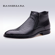 BASSIRIANA new fashion men shoes ankle boots  Brown black Full grain leather round toe Big siz 39-45 Free shipping