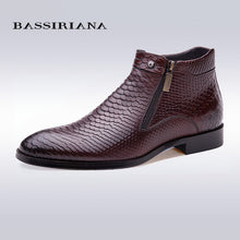 BASSIRIANA new fashion men shoes ankle boots  Brown black Full grain leather round toe Big siz 39-45 Free shipping