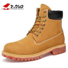 Big Size:36-47 Yellow Men Boots Waterproof Cow Suede Leather Boots Lace Up Ankle Boots For Men High Quality Shoes Men