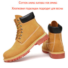 Big Size:36-47 Yellow Men Boots Waterproof Cow Suede Leather Boots Lace Up Ankle Boots For Men High Quality Shoes Men