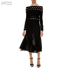 Adyce 2018 New Black Women Bandage Dresses Sexy Off the Shoulder Hollow Out Long Sleeveless Mid Celebrity Party Dresses Vestidos