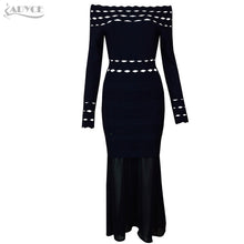 Adyce 2018 New Black Women Bandage Dresses Sexy Off the Shoulder Hollow Out Long Sleeveless Mid Celebrity Party Dresses Vestidos