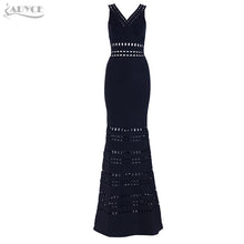 Adyce Summer Women Bandage Dress Vestidos Verano 2018 Black Hollow Out V-Neck Long Bodycon Maxi Celebrity Evening Party Dresses