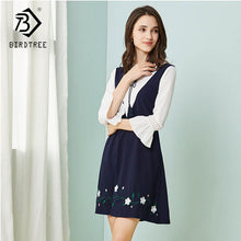 2018 Fashion Summer Women's NEW arrival Dress Hollow out Embroidery Empire short sleeve Above Knee Fake two pieces  D85629Y