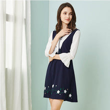 2018 Fashion Summer Women's NEW arrival Dress Hollow out Embroidery Empire short sleeve Above Knee Fake two pieces  D85629Y